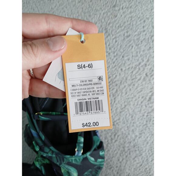 Kona Sol One Piece Swimsuit Womens Small (4-6) Green Padded Floral Print NWT - Picture 3 of 10